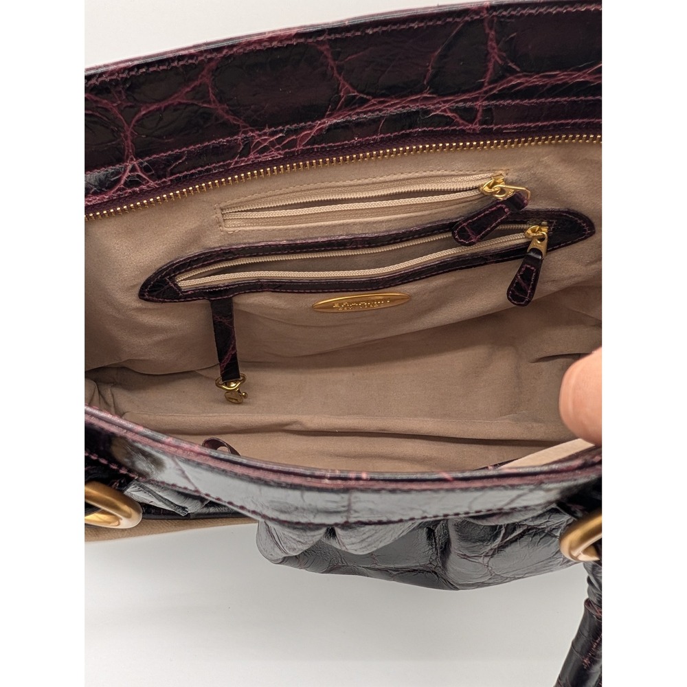 Brahmin Melbourne Crocodile Embossed Leather Shoulder Bag Burgundy Maroon Gold - Picture 10 of 16